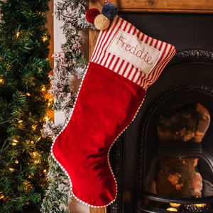 Bán Buôn Santa Nhỏ Ruffle Tường Trang Trí Tùy Chỉnh Sọc <span class=keywords><strong>Top</strong></span> Bông Giáng Sinh <span class=keywords><strong>Stocking</strong></span> Cho Trang Trại - Product Image 1