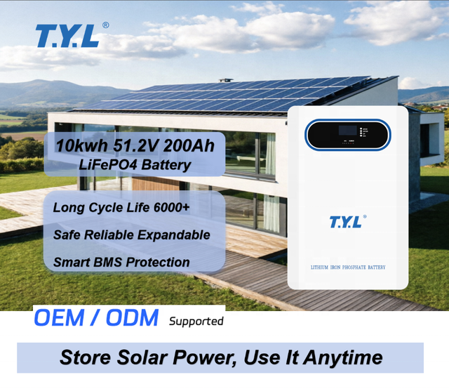 OEM Supported T.Y.L 10kWh LiFePO4 Lithium Battery with 5-Year Warranty CE Certified for Solar & Home Power Backup