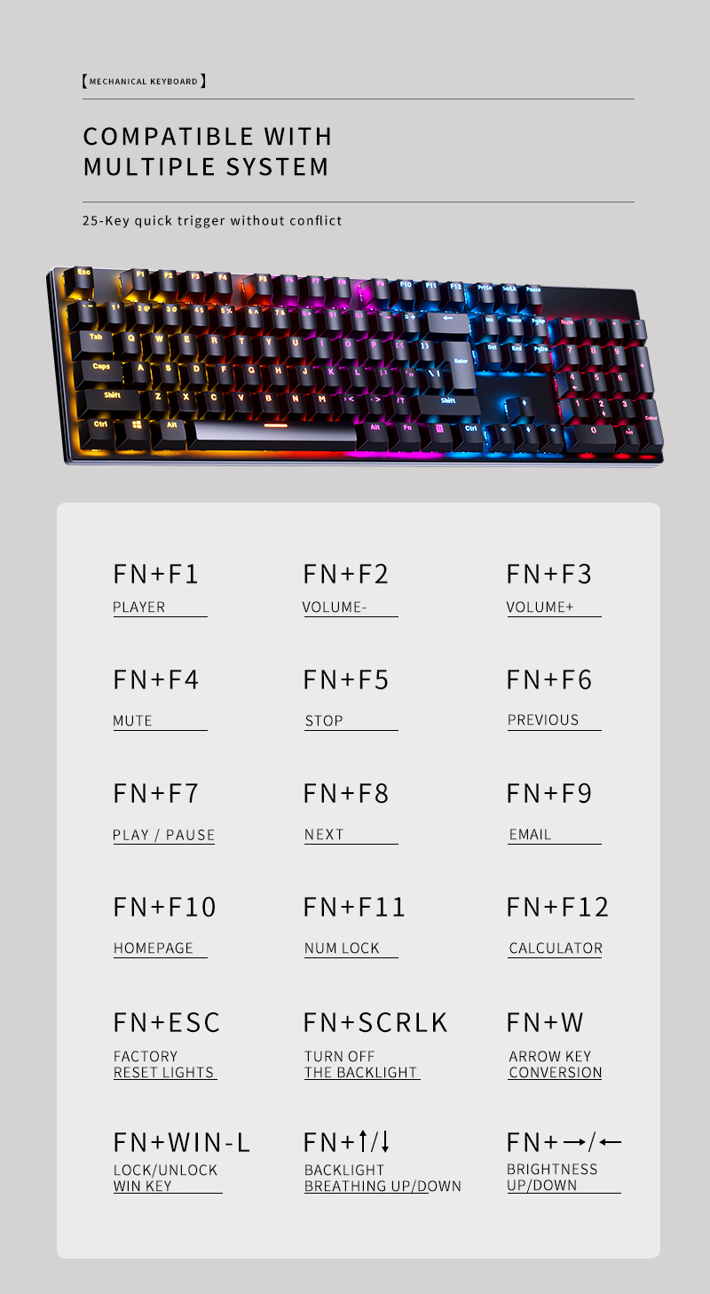 Best RGB Wired Keyboard Brown Black Cyan Axis 104 Keys Mechanical Gaming Keyboard