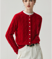 Cardigan d'hiver pour femme en cachemire de Mongolie intérieure, laine et acrylique, tricot torsadé, luxueux et duveteux, avec boutons recouverts