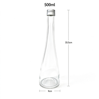 Bouteille en verre conique de luxe en gros avec bouchon en aluminium, récipient vide pour l'emballage d'huile d'olive gastronomique et d'huile infusée à l'ail
