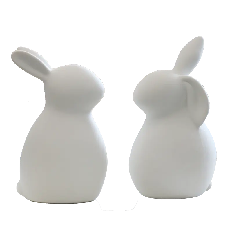 Cheap Wholesale white minimalist ceramic cute mini rabbit home living room decoration