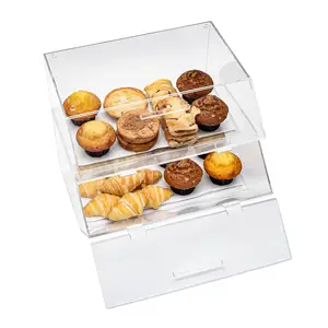 Artworld Bakery Shop Bakery vitrin Case için şeffaf akrilik tezgah ekmek pasta sunum kabini görüntüler