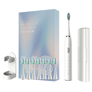 Brosse à dents électrique sonique rechargeable, étanche IpX7, avec 6 têtes de brosse, étui de voyage portable pour le blanchiment des dents - Product Image 1