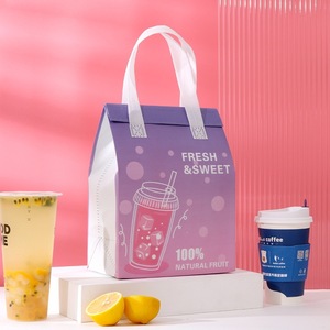 Borsa termica colorata e isolata per tè al latte e caffè borsa da pranzo cibo da asporto in alluminio <span class=keywords><strong>con</strong></span> stampa di marca - Product Image 2