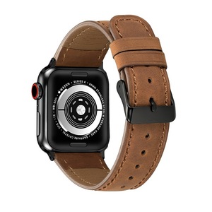 Bracelet en cuir véritable pour <span class=keywords><strong>Apple</strong></span> <span class=keywords><strong>Watch</strong></span> S10 et séries 1-10, bracelet en cuir Crazy Horse avec texture craquelée, noir/marron/bleu/vert - Product Image 3
