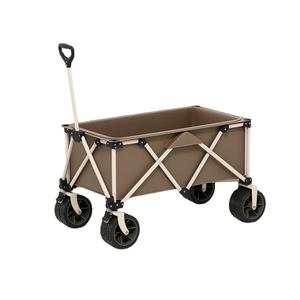 Outdoor Camping <b>Cart</b> 100Kg Load Capacity Four-Wheel <b>Folding</b> Shopping <b>Trolley</b> Khaki Color Carbon Steel Frame - Product Image 1
