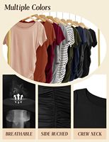 92% Poliester + 8% Spandex Kaos Hamil Musim Panas Kerah O Slim Fit Lengan Pendek Warna Solid Bahan Bernapas Grosir