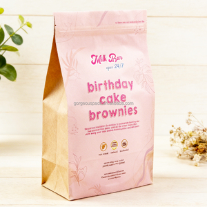 Custom 250g 1kg White Kraft Paper Biodegradable Compostable Flat Bottom Coffee Bean Bag for Food Packaging - Product Image 2