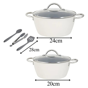 High Quality Ceramic Marble Coated <b>Pot</b> Pan Glass Lids Wooden Soft touch Handles Non Stick 12 Piece Forged Aluminium Cookware <b>Set</b> - Product Image 3