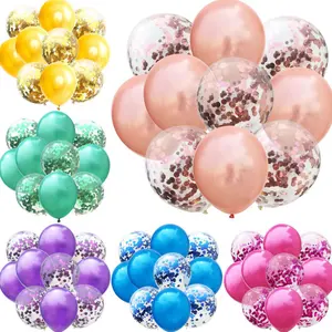 Globos de látex para decoración de fiestas, confeti de lentejuelas transparentes, conjunto de globos al por mayor