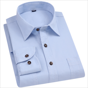 <span class=keywords><strong>Chemise</strong></span> <span class=keywords><strong>en</strong></span> Denim décontracté à manches longues <span class=keywords><strong>en</strong></span> Chambray pur coton pour hommes - Product Image 4