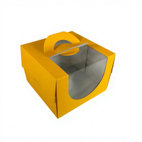 Boîte à gâteau jaune avec poignée et fenêtre transparente |   Emballage en papier personnalisé pour boulangerie et pâtisserie