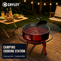 Barbecue portable à bois avec grille de cuisson pour camping, jardin, terrasse et fêtes en famille