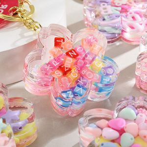 Acrylic Kawaii Flower Liquid Keychain Creative Cute Quicksand Flower <b>Floating</b> Liquid Key Chain Bag Charm Pendant - Product Image 2