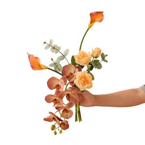 Ensemble d'orchidées Phalaenopsis artificielles en soie avec vase, style moderne, décorations de bureau pour salon et salle d'exposition - Product Image 5