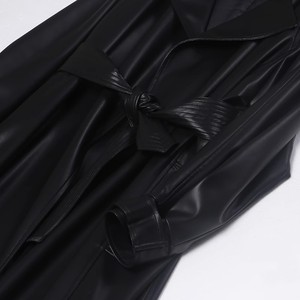 Manteau <span class=keywords><strong>trench</strong></span> élégant <span class=keywords><strong>en</strong></span> cuir PU pour femme, veste longue ceinturée pour l'automne/hiver - Product Image 4