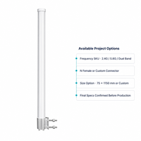 Antenne WiFi omnidirectionnelle extérieure en fibre de verre 2,4/5,8 GHz avec protection IP67, gain 4x15dBi, 2 connecteurs femelles