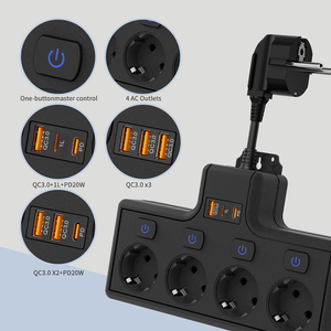 4-Outlet EU Surge Protector Power Strip Extension <strong>Socket</strong> 16A Rated <strong>Portable</strong> <strong>Plug</strong> Outlet Extender Multi <strong>Plug</strong> <strong>Socket</strong> - Product Image 2