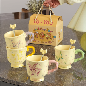 Lelyi Goed Uitziende Vlinder Mok Instagram Moderne Keramische Koplepel Voor Thuis Voor Meisjes 'Koffie Creatief Souvenir Voor Cadeautjes - Product Image 2