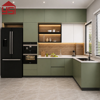 Ensemble de cuisine complet avec îlot, meubles de cuisine en panneaux de particules MDF, dessus en granit, pour la maison