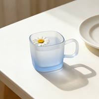 Tasses à lait en verre YS à bouche carrée 400 ml, design moderne, réutilisables, sans danger pour les aliments, durables, compatibles lave-vaisselle et micro-ondes, couleurs personnalisables