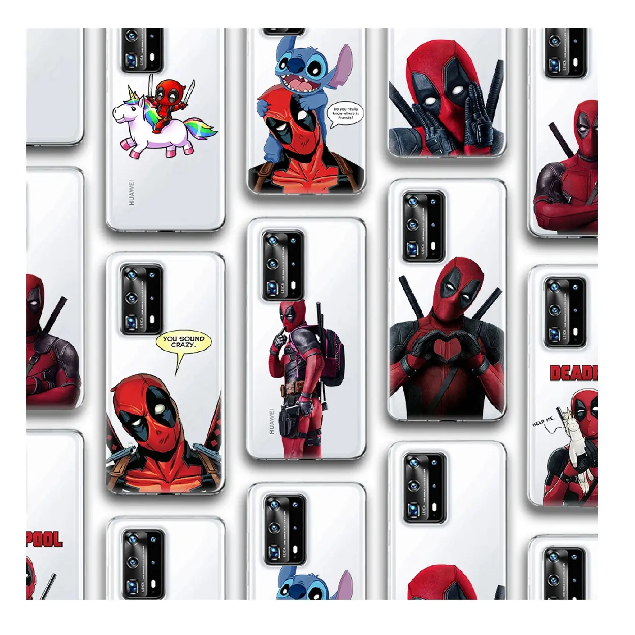 Marvel Deadpool Clear TPU Case UV Printing Silicone Cover For Huawei P40 P30 Mate 10 20 Honor Nova 8X 8C 8 9 10 20 Lite 7A Pro