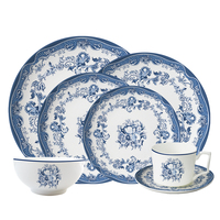 Set Perlengkapan Makan Keramik Dekal Bunga Biru Eropa Grosir, Porselen Bone China Custom, Piring, Cangkir Teh Kopi, Tatakan, Peralatan Meja