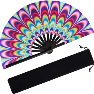 Abanico de mano grande y plegable de bambú, fabricante personalizado, venta al por mayor, arcoíris - Product Image 6