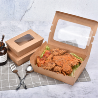 Boîte d'emballage personnalisée jetable en kraft blanc 700 ml pour repas à emporter, salades, fruits, poulet frit, avec fenêtre rectangulaire en PVC