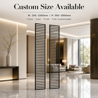 Paravent de séparation de pièce en métal noir sur mesure, grille verticale pour hôtel, bureau, restaurant