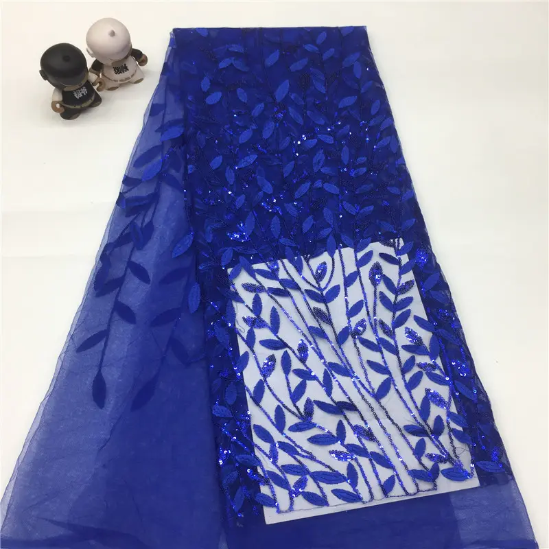 Navy blau stricken pailletten bestickte spitze samt stoff für jacke couture