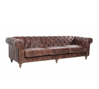 Canapé Chesterfield de luxe en cuir véritable, trois places, capitonné, convertible, pour salon – Offre Spéciale