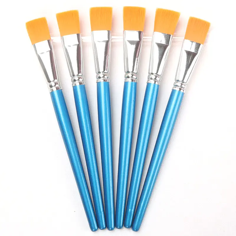 BESTLINE Pincel profissional de nylon para pintura a óleo, pincel aquarela de cabo curto em madeira azul