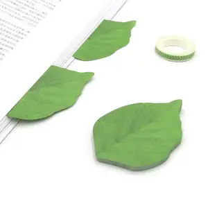 Simulación fresca creativa y linda de hojas Información verde Deseos y notas adhesivas