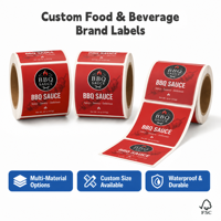 Étiquettes adhésives personnalisées avec logo imprimé, holographiques, jetables, pour collations, repas, restauration rapide, durables, compostables, autocollants brillants