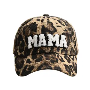 Casquette de camionneur de mode pour femmes, Camouflage léopard pour femmes, fille maman et Mini lettre Chenille Patch casquettes de Baseball