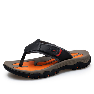 Pantuflas <span class=keywords><strong>de</strong></span> Lujo <span class=keywords><strong>de</strong></span> Cuero <span class=keywords><strong>de</strong></span> Vaca <span class=keywords><strong>de</strong></span> Suministro Directo <span class=keywords><strong>de</strong></span> Fábrica para Hombre con LOGO Personalizado para Exteriores y Verano <span class=keywords><strong>Chanclas</strong></span> <span class=keywords><strong>de</strong></span> Cuero - Product Image 1