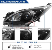 Pour Mazda 3 2010-2013, ensemble de phares, boîtier noir, lentille transparente, phare MA2518130, systèmes d'éclairage automobile