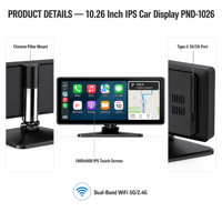10,26 Zoll IPS Autoradio Kabelloses Apple CarPlay Android Auto Linux OS Touchscreen Dual-Band WLAN BT4.2 FM-Sender Großhandel OEM