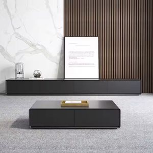 โต๊ะกลางดีไซน์ประหยัดพื้นที่ ทำจากไม้ MDF และไม้จริง ใช้เป็นชั้นวางทีวีและโต๊ะกาแฟ - Product Image 3