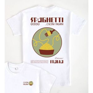 T-shirt promotionnel blanc pour homme, cuisine italienne, spaghetti - Product Image 1