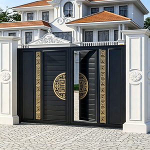 Porte coulissante <span class=keywords><strong>en</strong></span> <span class=keywords><strong>fer</strong></span> <span class=keywords><strong>forgé</strong></span> pour entrée principale, design moderne avec quincaillerie et serrure <span class=keywords><strong>en</strong></span> acier inoxydable - Product Image 1