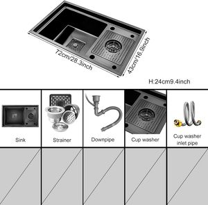 <span class=keywords><strong>Lavello</strong></span> ad alta pressione cucina <span class=keywords><strong>lavello</strong></span> in acciaio inossidabile 304 Nano fatto a mano a fessura singola lavabo da banco Bar latte Tea Cafe - Product Image 4