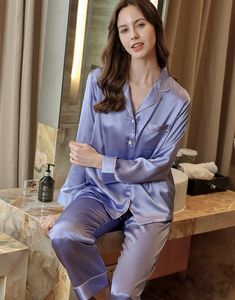 <span class=keywords><strong>Pigiama</strong></span> in Seta Traspirante alla Moda, Camicia e Pantaloni 100% Seta, Maniche Lunghe, Personalizzabile, <span class=keywords><strong>Sexy</strong></span> Abbigliamento da Notte in Seta - Product Image 6