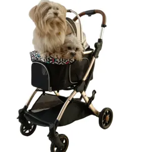 201 Novo design de luxo para transporte de cães e cães, carrinho dobrável de alumínio para aviões, sistema de absorção de choque para viagens ao ar livre