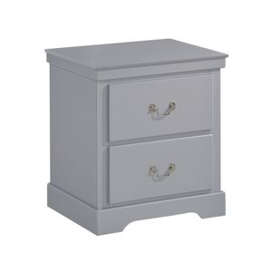 Table de chevet classique DB à 2 tiroirs en bois gris, mobilier de chambre moderne pour la maison et l'appartement - Product Image 3
