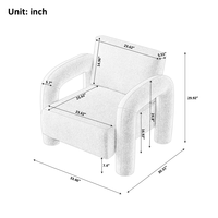 Furnistyle Canapé moderne en tissu velours blanc de 34 pouces avec oreiller de soutien pour villas