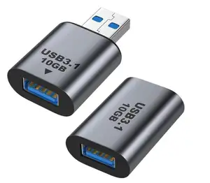 Combinação de adaptadores USB, acoplador USB de alta velocidade tipo A macho para fêmea e fêmea para fêmea USB 3.1