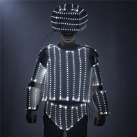 Costume de robot LED lumineux intégral pour homme, tenue futuriste pour performance en boîte de nuit, en polyester pour spectacles et soirées